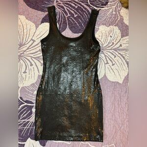 Womens Juniors Wet Seal Black Sequin Tank Dress Sleeveless Size XS or S Bodycon